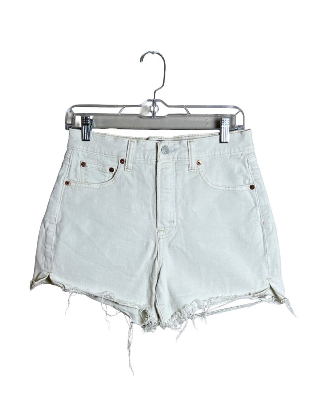 Gap High Rise Denim Shorts White Boho Raw Hem